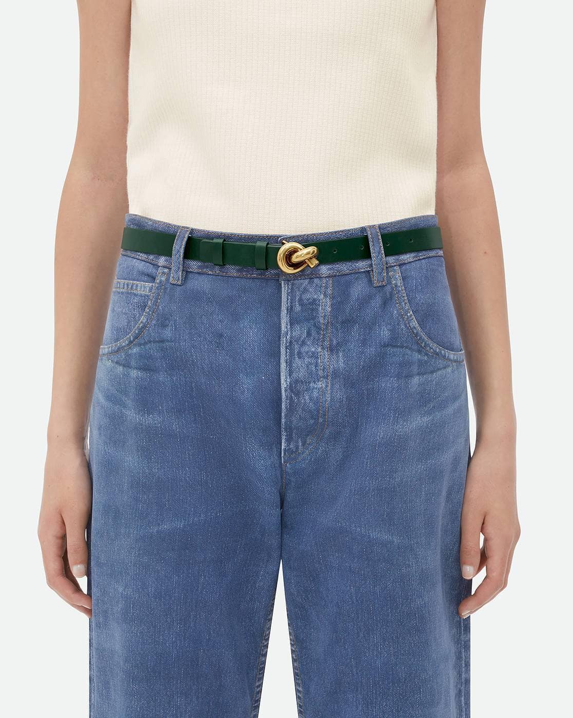 Buy BOTTEGA VENETA Knot Buckle Belt Green Color Women AJIO LUXE