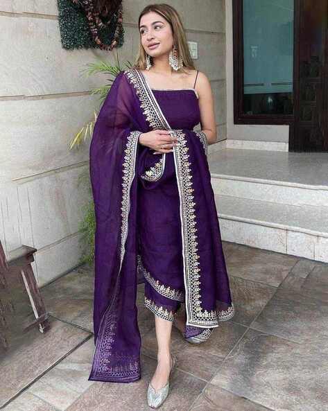 White & purple suit designs for women | suit designs Indian style | suit  designs. | Heavy dupatta, How to wear, Dupatta style