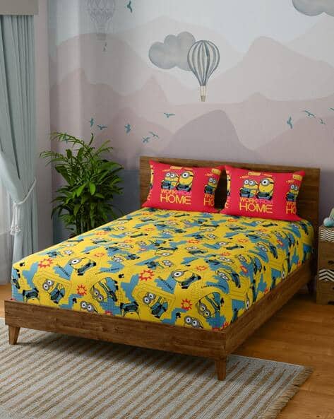 Buy Yellow Bedsheets for Home Kitchen by STELLAR HOME Online