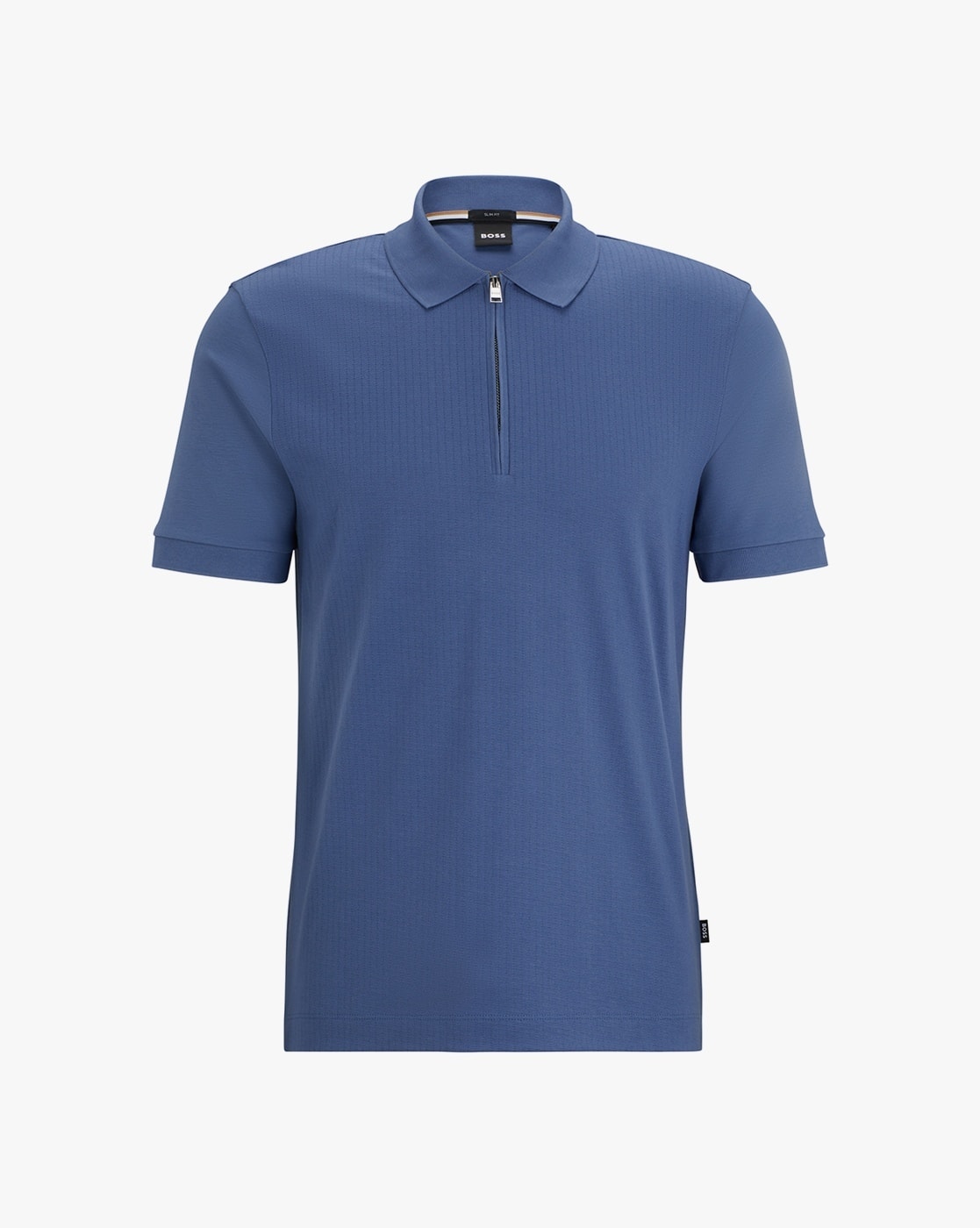 Buy BOSS Zip Placket Structured Cotton Slim Fit Polo T-Shirt