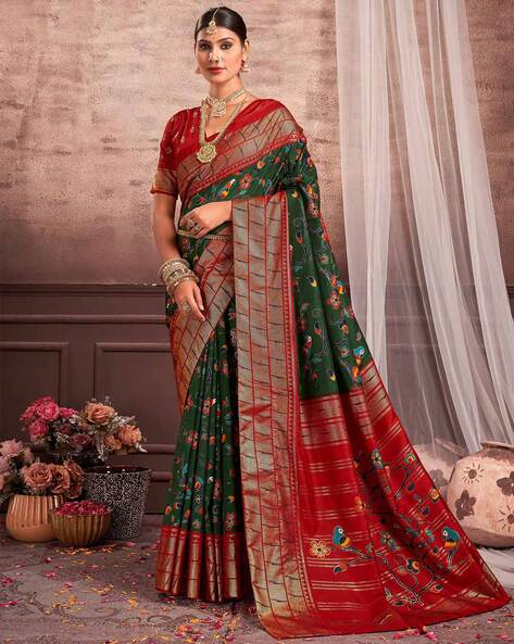 Buy Green Sarees for Women by LINZA Online | Ajio.com