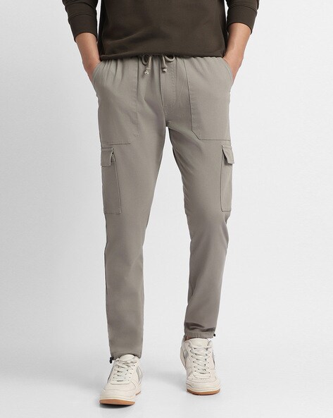 Buy Dennis Lingo Men Grey Tapered Fit Cotton Cargo Joggers