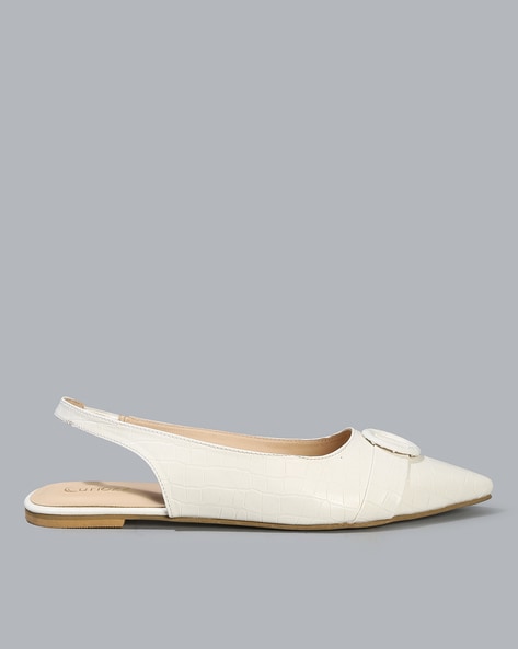 White flat 2024 slingback shoes