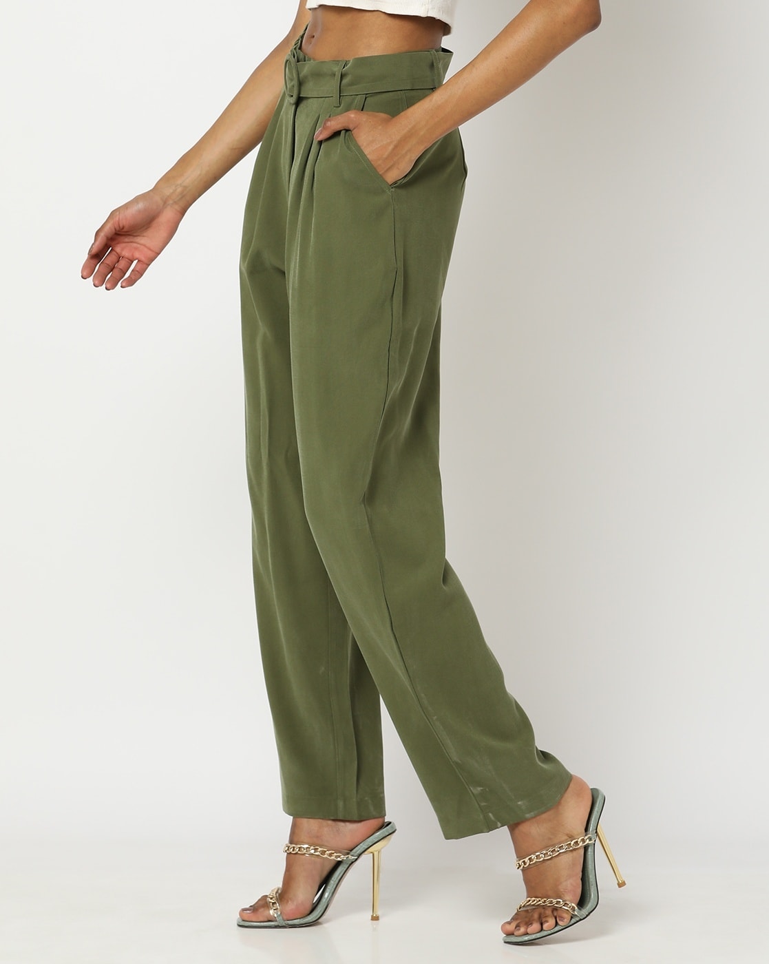 Buy Olive Green Trousers & Pants for Women by LABEL RITU KUMAR Online |  Ajio.com