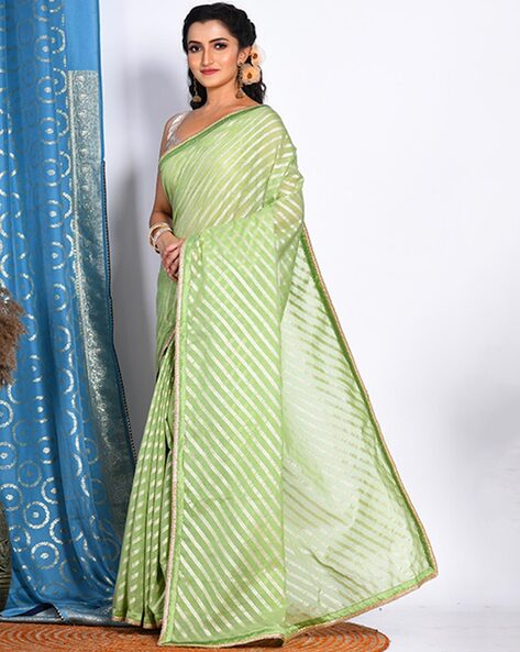 Aqua stripe mashru silk saree - G3-WSA55133 | G3fashion.com