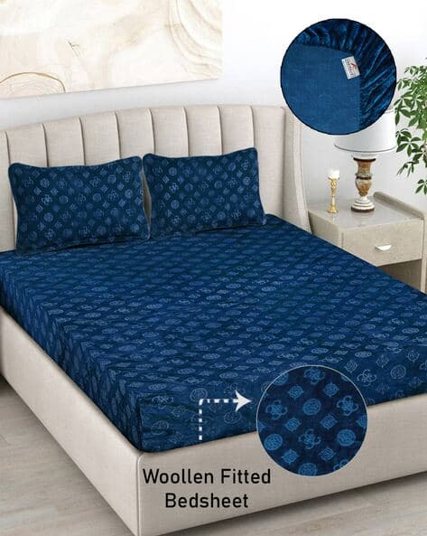 Buy Navy Blue Bedsheets for Home Kitchen by FABINALIV Online