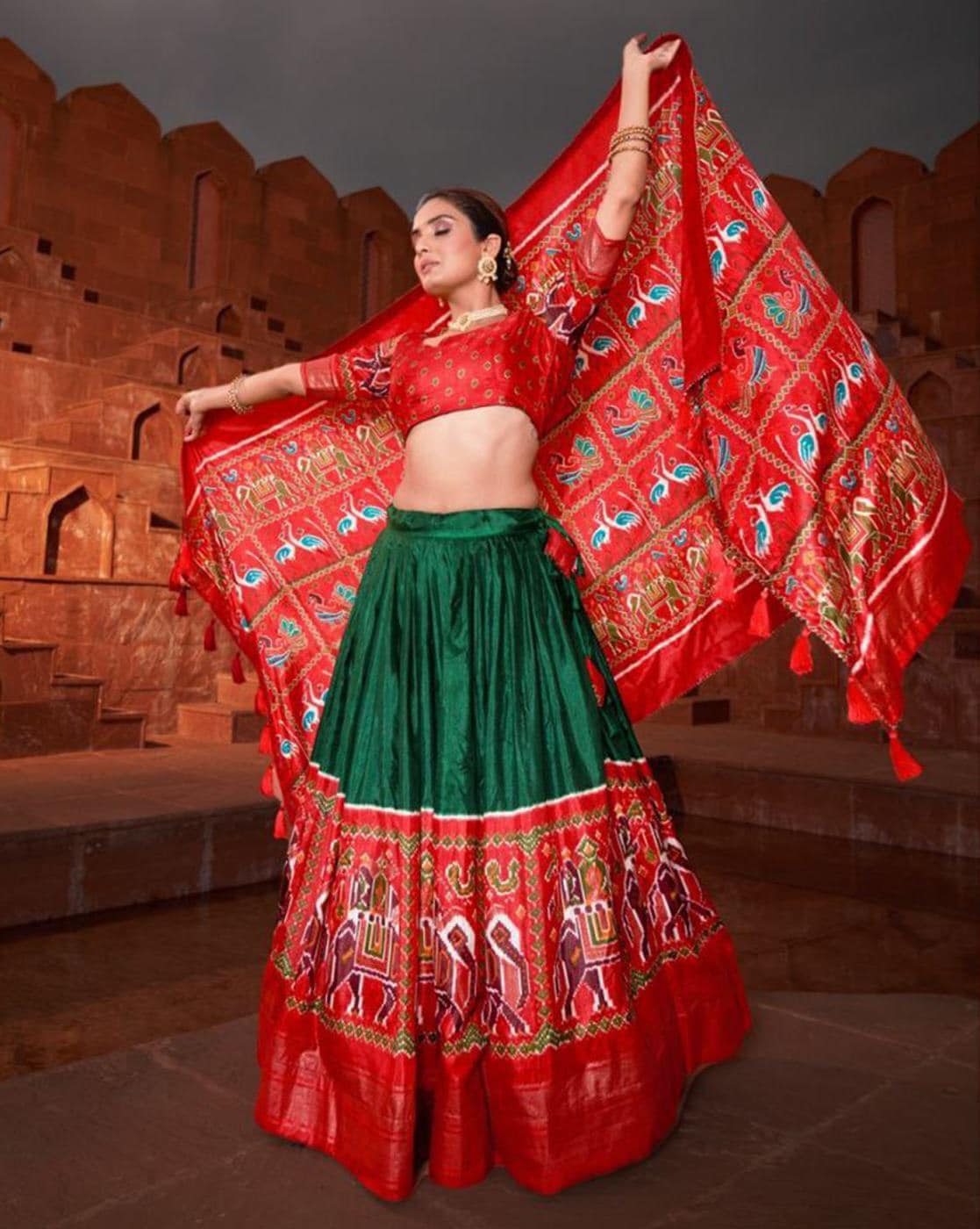 Red and Green Lehenga Dress | Stunning outfits, Lehenga, Fashion