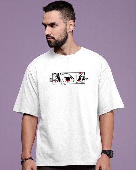 Anime Graphic Print Men Round Neck White T-Shirt - Buy Anime Graphic Print  Men Round Neck White T-Shirt Online at Best Prices in India