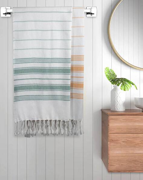 FABINALIV Set of 2 225 GSM Striped Bath Towels 55" x 28"