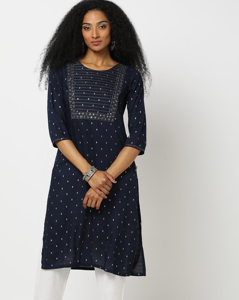 Buy Avaasa Women's Rayon Anarkali Kurta (AVMNM015_Navy Blue_S) at Amazon.in