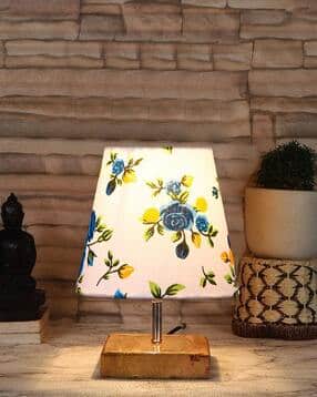 devansh Wooden Table Lamp with Floral Print Shade-picture-24