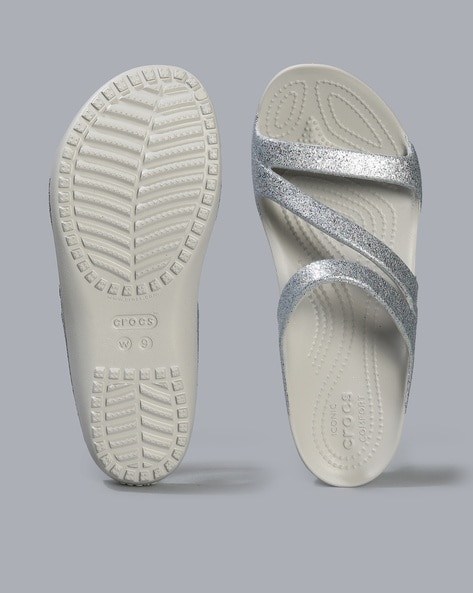 Silver crocs shop sandals