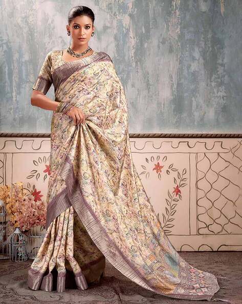 Buy Cream Sarees for Women by Ri-wah Online