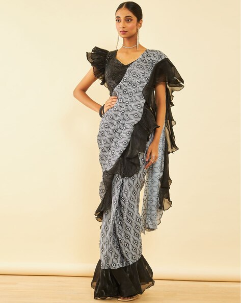 Buy Black Sarees for Women by SOCH Online