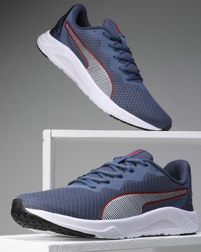 Puma gray and 2024 blue running shoes