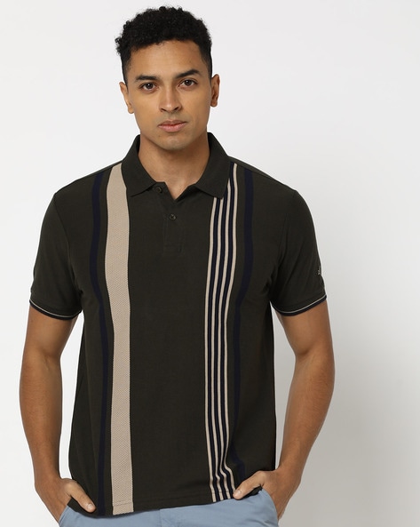 Men Striped Slim Fit Polo T-Shirt