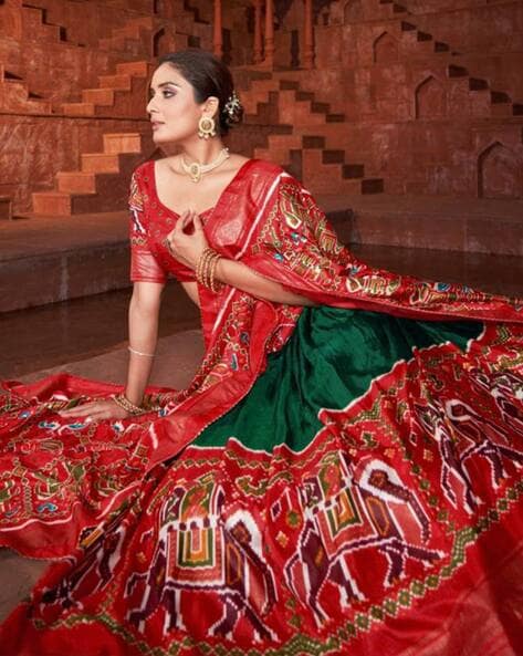 Buy Red Taffeta Silk Embroidery V Neck Sheer Jacket And Lehenga Set For  Women by Suhino Online at Aza Fashions.