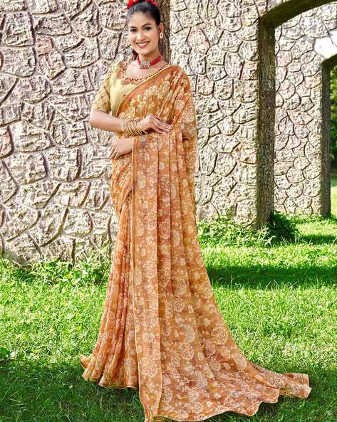 Buy Orange Sarees for Women by Saree mall Online