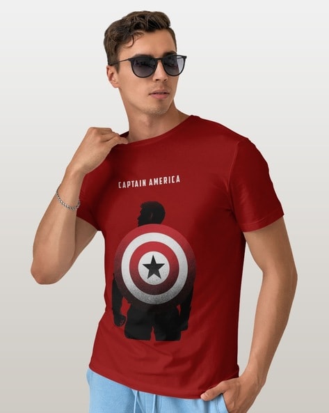 Captain america t shirt red best sale