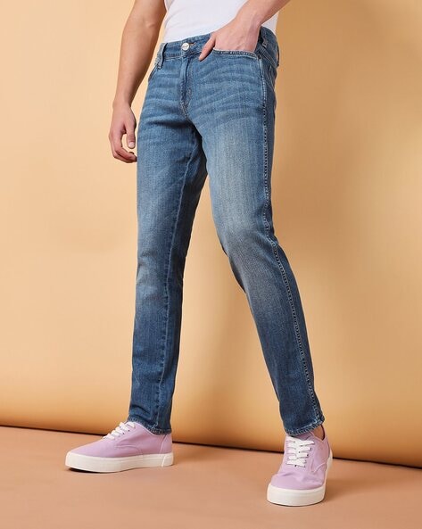 Wrangler Mid-Wash Low-Rise Slim Fit Jeans