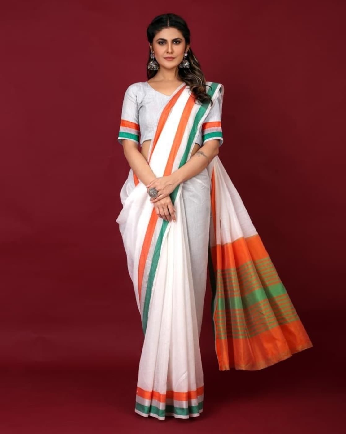 Buy Tri Color Tiranga Chiffon Dupatta, Indian Flag Colors Dupatta Online in  India - Etsy