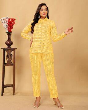 Women Chevron Print Shirt & Pyjama Sets-image-39