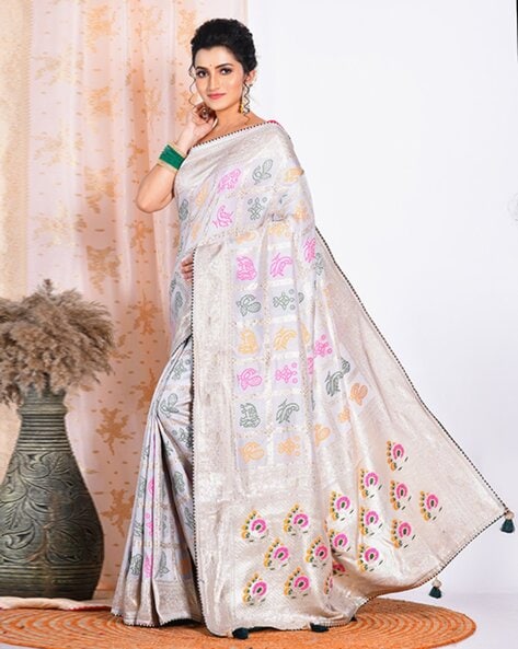 Buy Orange & Pink Sarees for Women by Indie Picks Online | Ajio.com