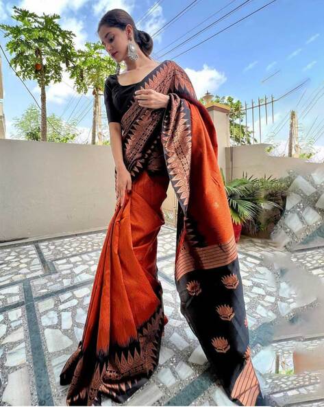 Buy Orange Sarees for Women by LEELI PEERI DESIGNER Online