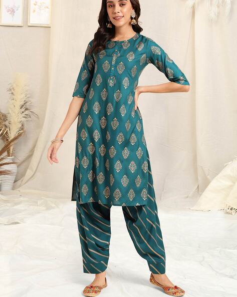 Buy Teal Kurta Suit Sets for Women by MIRCHI FASHION Online