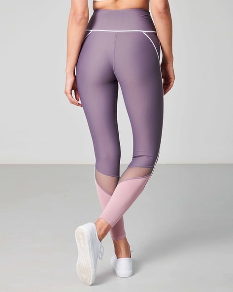 Color Block Sports Leggings with Elasticated Waist