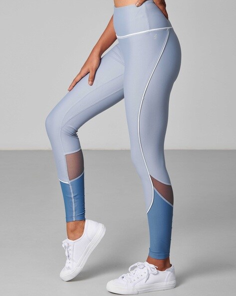 Color Block Sports Leggings with Elasticated Waist