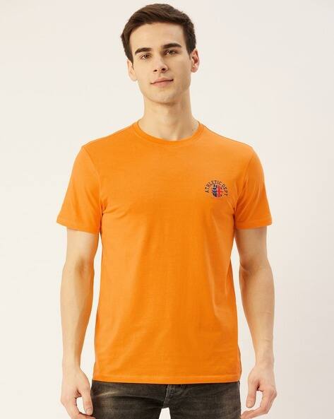 Amswan Men Regular Fit Crew-Neck T-Shirt with Brand Print