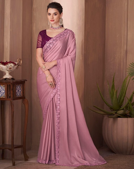 Dusty Pink Chiffon Organza Draped Saree Set Design by Ridhi Mehra at  Pernia's Pop Up Shop 2024