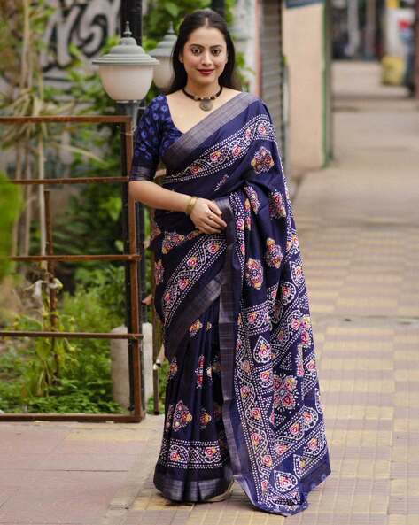 Festive Pure Cotton Hand Batik Saree – Craftyle