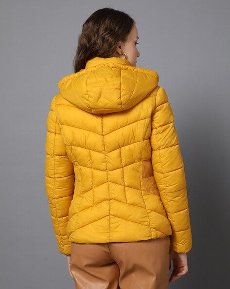 Women Ladies Plus Size Puffa Padded Light Quilted Jacket Size 12-26 Yellow