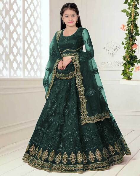 Green Georgette Party Wear Girls Lehenga Choli | Kids party wear dresses,  Kids designer dresses, Party wear dresses