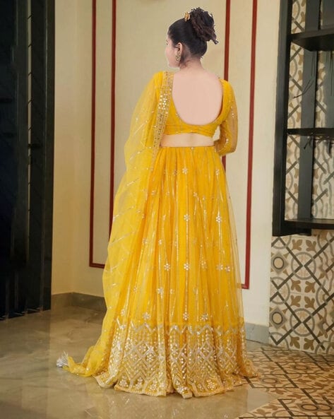 Sequin Highlights Yellow Haldi Ceremony Designer Lehenga Choli With Dupatta  at Rs 2490 | Lehenga Choli in Surat | ID: 23970627455