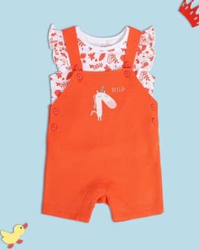 Leaf Print T-Shirt & Dungaree Set-image-27