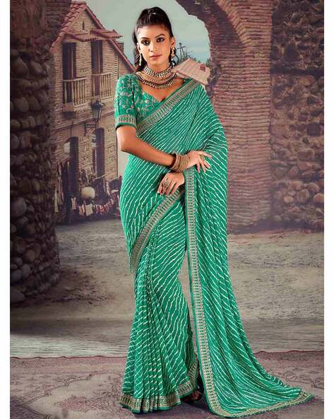 Sea Green Raw Silk Saree with Contrast Blouse at Best Price in Surat | K S  Creations