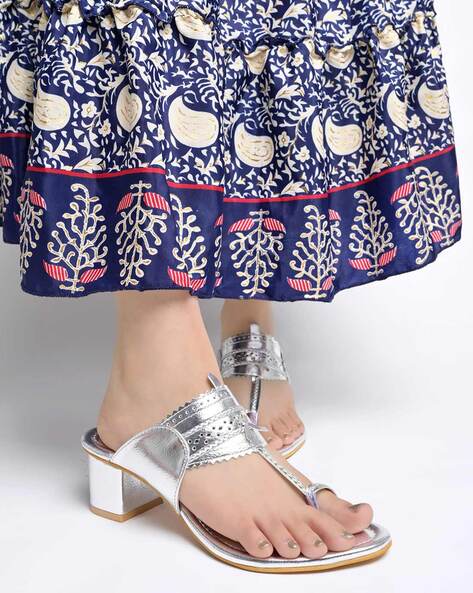 Buy Multicolor Printed Silk Block Heels | KKKO80/KAC17JUN | The loom