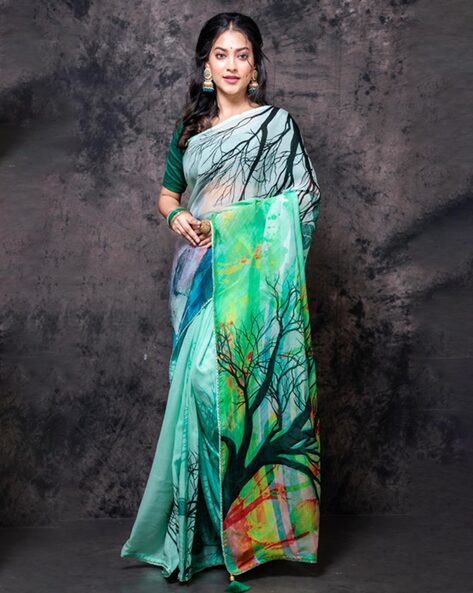 Buy Floral Digital Print Printed Sarees Online for Women in France