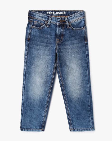 Boys Mid-Wash Wide-Leg Jeans