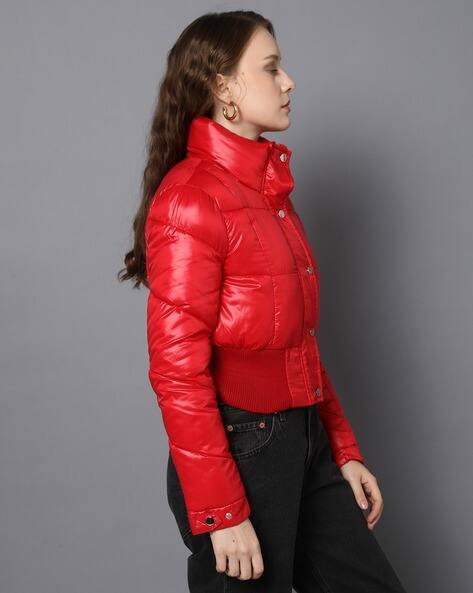 Sleeveless Womens Jacket Only Red Jacket Women Quilted Zip-Front