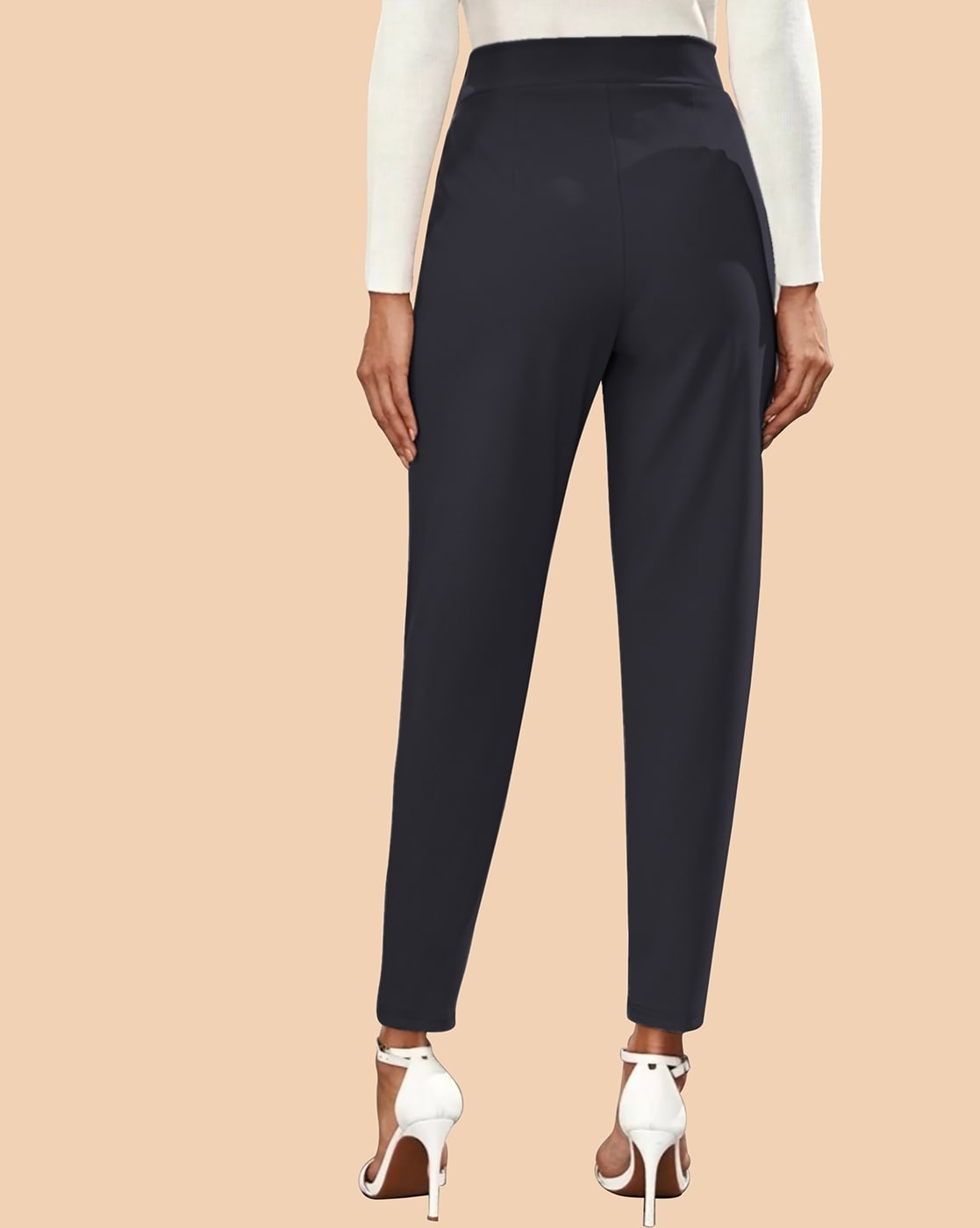 Buy ANKLE LENGTH BLACK TROUSER WITH BELT for Women Online in India