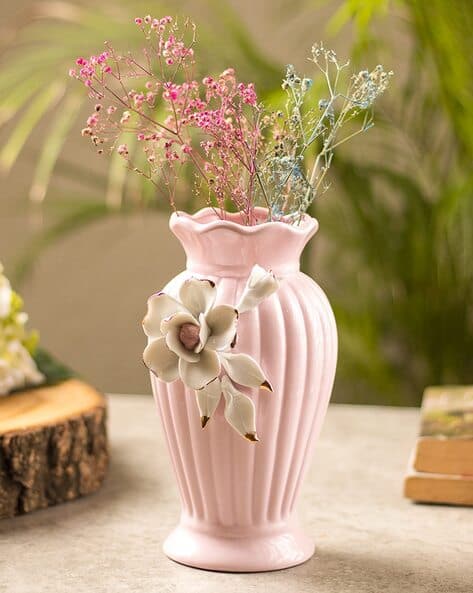 Engraved Floral Pattern Flower Vase