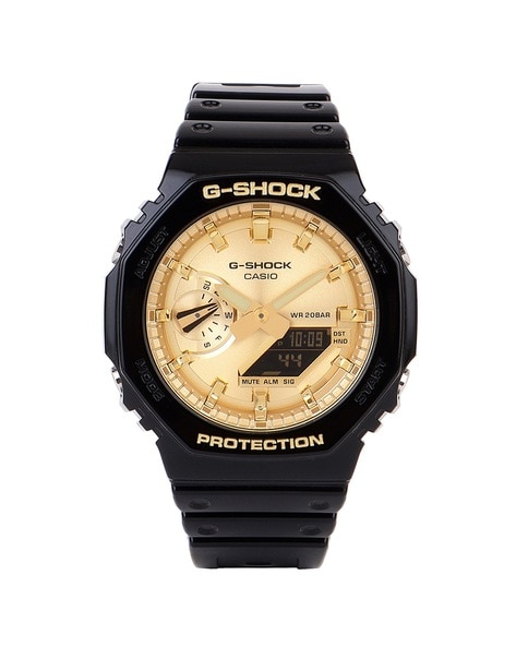 Men G1453 G-Shock GA-2100GB-1ADR Gold Analog-Digital Dial Black Resin Strap Watch