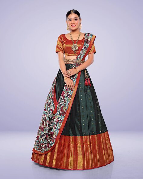 Best Buy Reception Lehenga half saree - Designerkloth