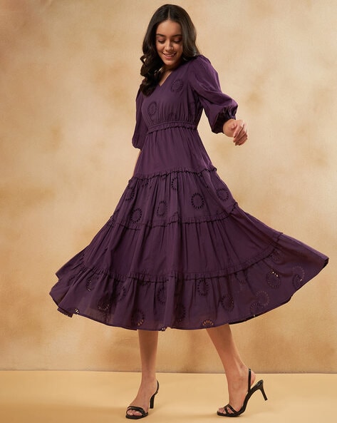 Amazon.com: Dresses for Women Women's Dress Butterfly Sleeve Ruffle Hem  Eyelash Lace Formal Dress Dresses (Color : Lilac Purple, Size : Large) :  Clothing, Shoes & Jewelry