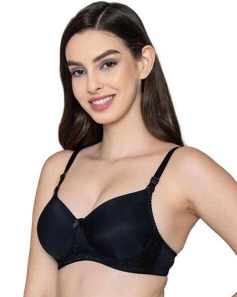 Buy Clovia Black Lace Full Coverage T-Shirt Bra for Women's Online