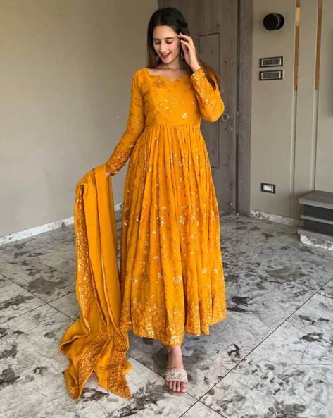 Yellow best sale anarkali online